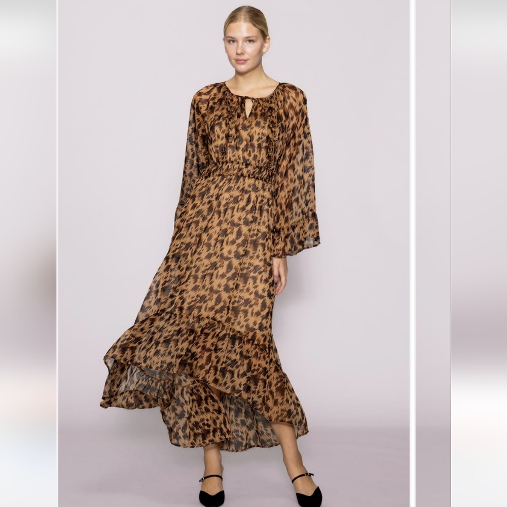 New Mellóday Leopard Print Long Sleeve Dress M - Picture 5 of 6